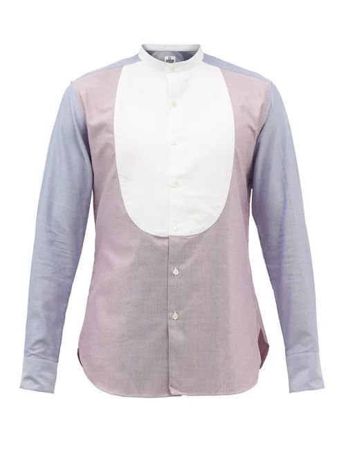 Bunny Bib Tri-colour Oxford Cotton Shirt - Mens - Multi