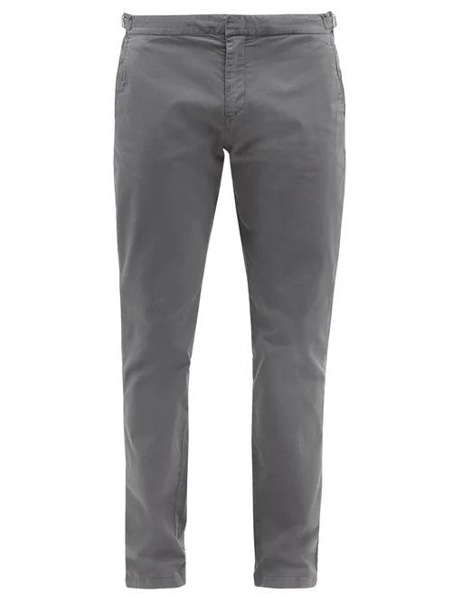 Campbell Slim-leg Cotton Twill Trousers - Mens - Grey