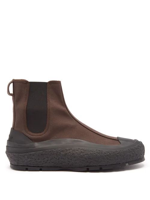 Canvas And Rubber Chelsea Boots - Mens - Black Brown