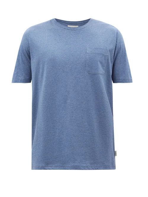Chest-pocket Organic-cotton Jersey T-shirt - Mens - Light Blue