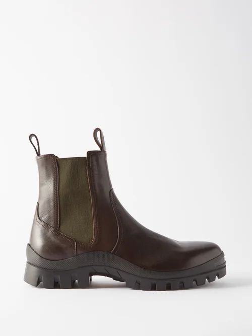 Buba Lug-sole Leather Chelsea Boots - Mens - Burgundy Black