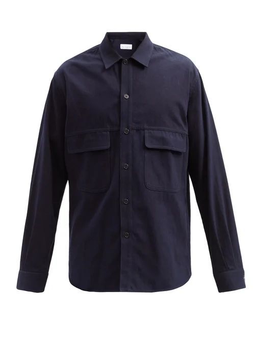 Chest-pocket Cotton Shirt - Mens - Navy