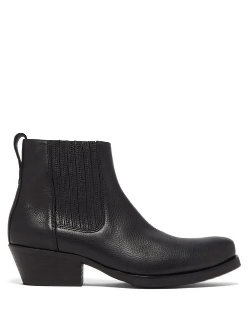 Cuban-heel Leather Boots - Mens - Black