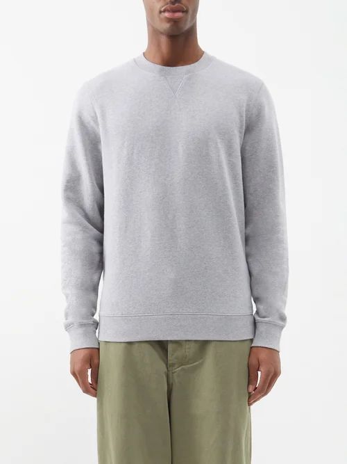 Crew-neck Cotton-jersey Sweatshirt - Mens - Grey