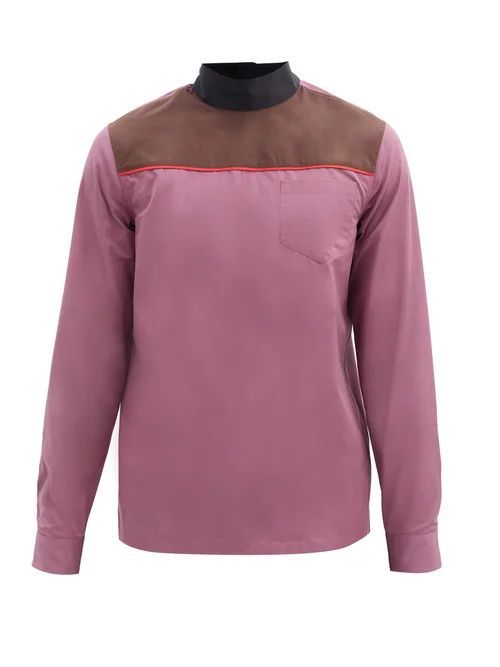Colour-block Cotton Shirt - Mens - Brown Multi