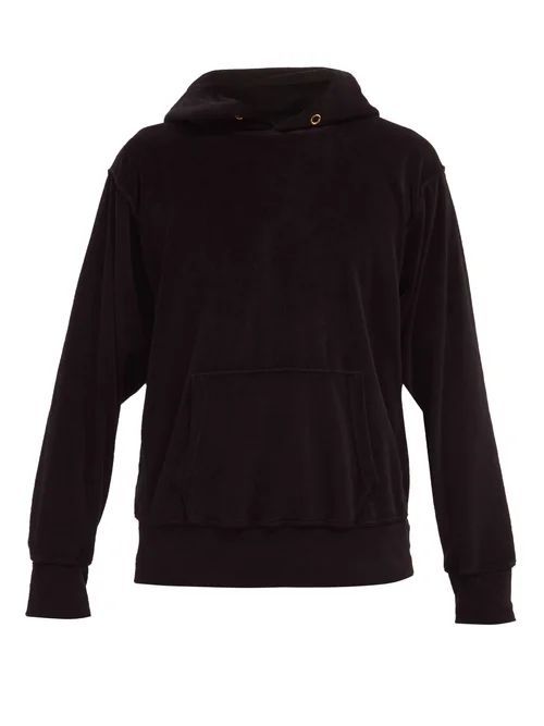 Cotton-blend Velour Hooded Sweatshirt - Mens - Black