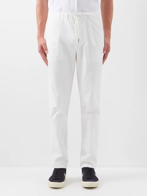 Drawstring Cotton-blend Trousers - Mens - Cream