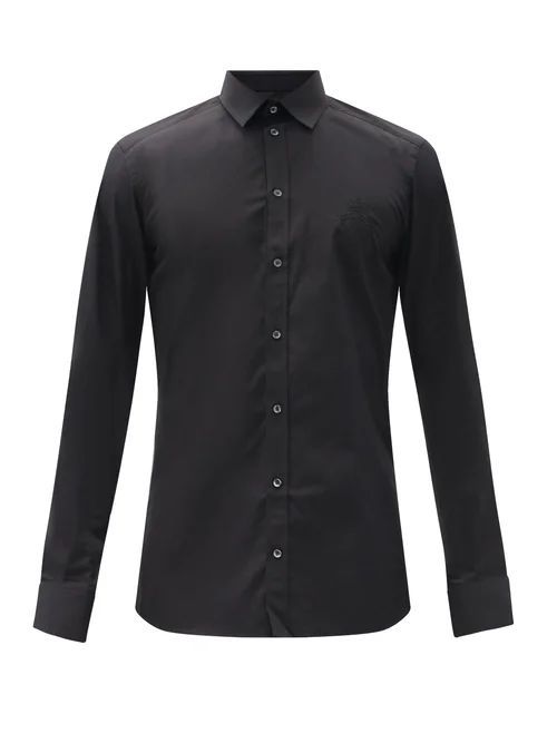 Dolce & Gabbana - Logo-embroidered Cotton-poplin Shirt - Mens - Black
