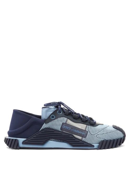 Dolce & Gabbana - Ns1 Mesh And Rubberised-leather Trainers - Mens - Blue Multi