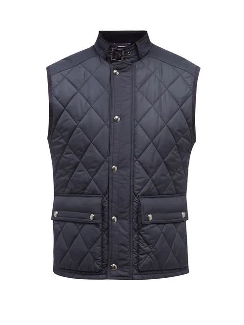 Diamond-quilted Shell Gilet - Mens - Navy