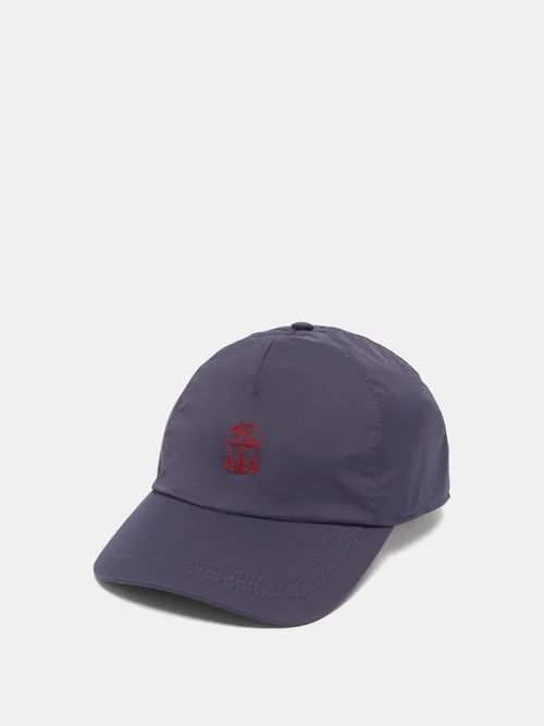 Crest-embroidered Cotton-twill Baseball Cap - Mens - Blue