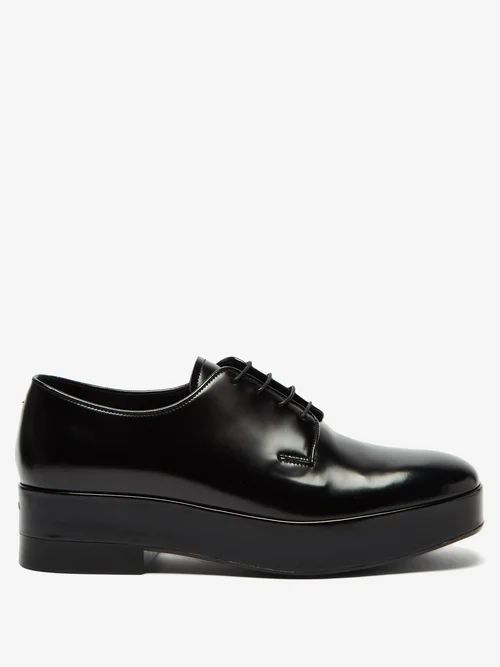 Chunky-sole Leather Derby Shoes - Mens - Black