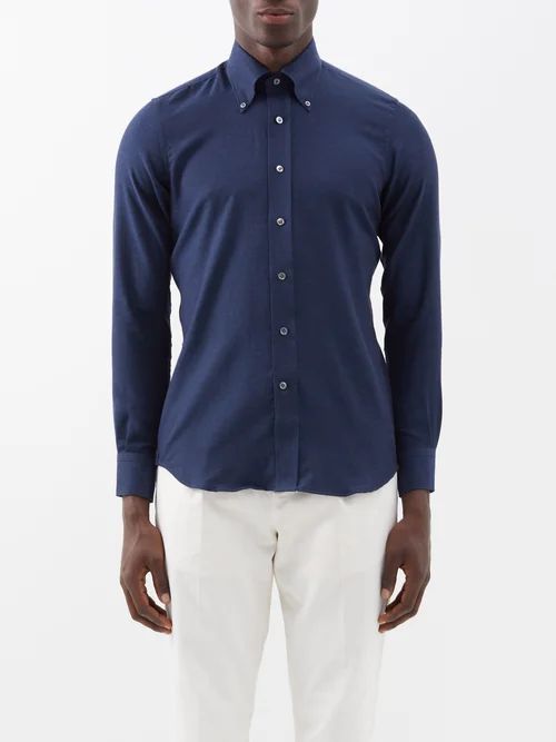 Button-down Cotton-oxford Shirt - Mens - Navy
