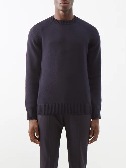 Crew-neck Cashmere Sweater - Mens - Navy