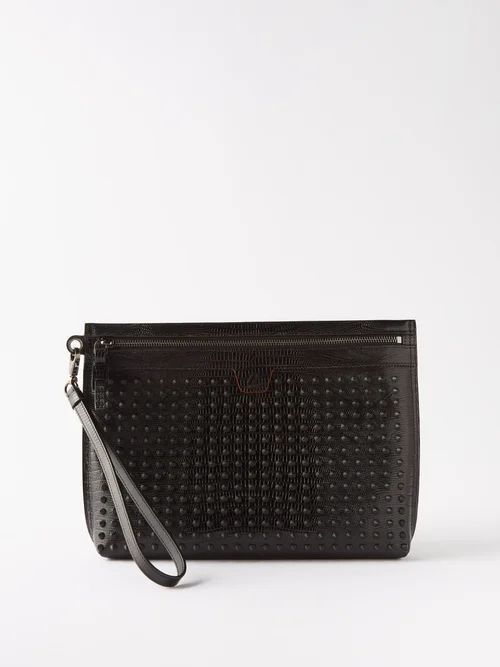 Citypouch Spike-embellished Leather Pouch - Mens - Black