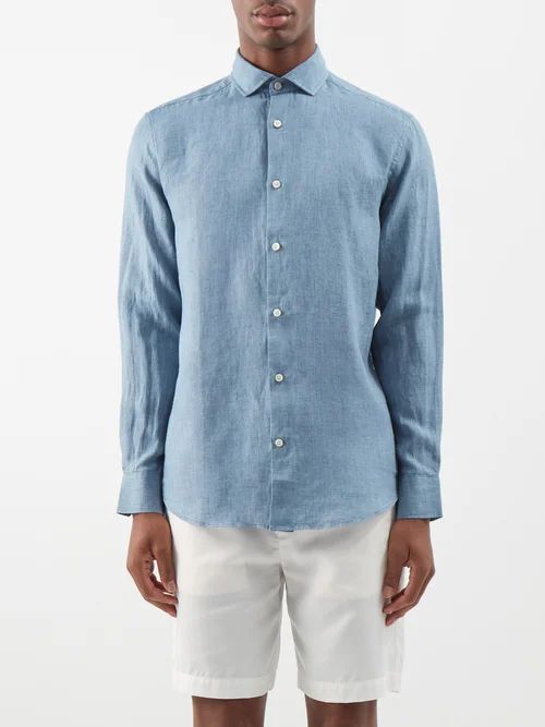 Antonio Linen Shirt - Mens - Blue