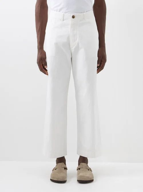 Cotton-twill Straight-leg Trousers - Mens - White