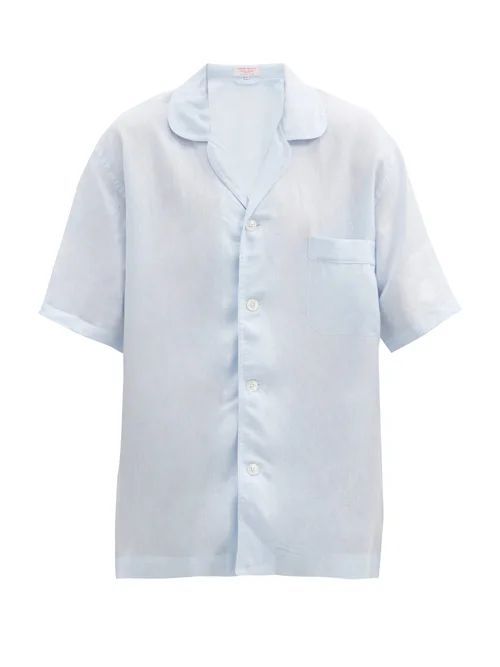 Emma Willis - Short-sleeved Linen Shirt - Mens - Light Blue