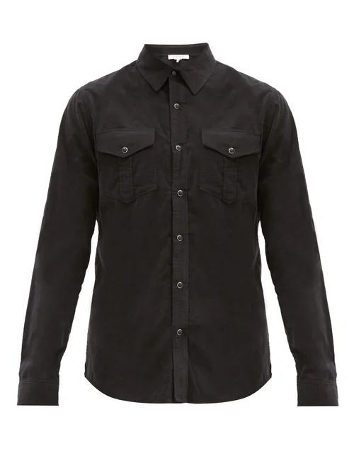 Frame - Patch-pocket Cotton-blend Poplin Shirt - Mens - Black