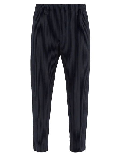 Homme Plissé Issey Miyake - Technical-pleated Straight-leg Trousers - Mens - Navy