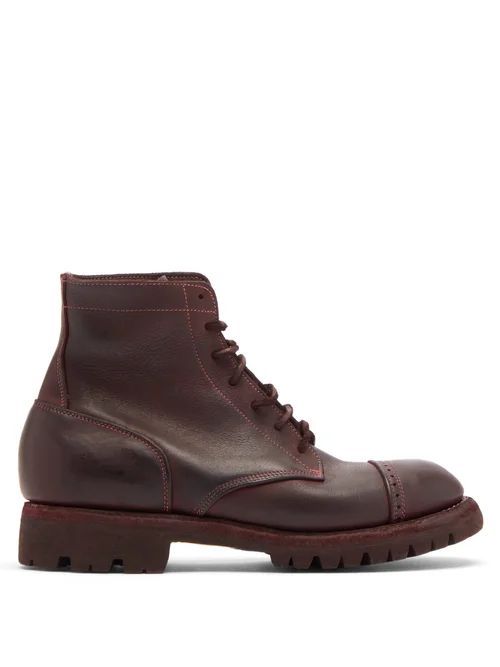 Guidi - Soldato Distressed-leather Boots - Mens - Burgundy