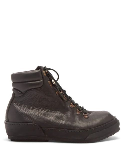 Guidi - Grained Leather Hiking Boots - Mens - Black