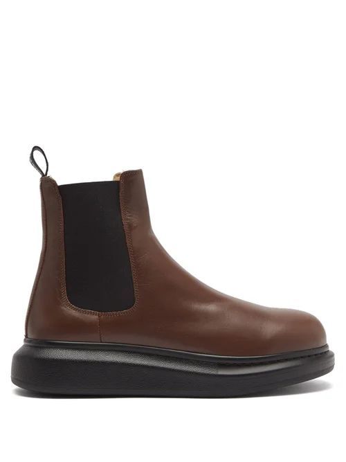 Hybrid Chunky-sole Leather Chelsea Boots - Mens - Brown