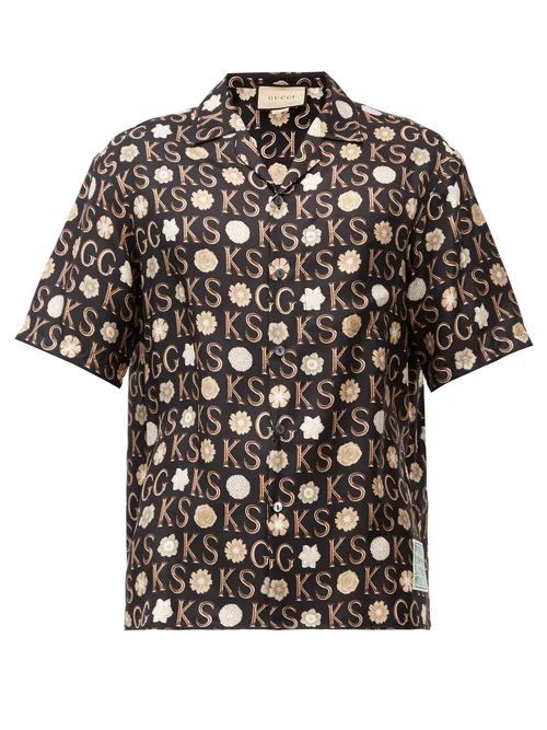 Gucci - X Ken Scott Flower Logo Silk Shirt - Mens - Black