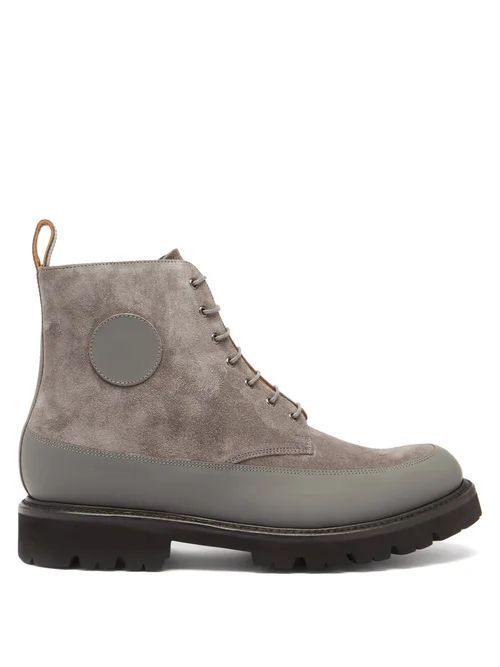 Grenson - Anton Leather-trimmed Suede Boots - Mens - Grey