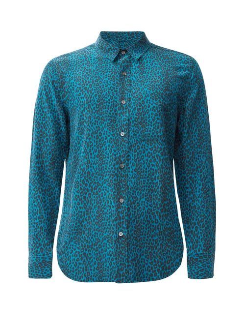 Equipment - Leopard-print Silk Shirt - Mens - Dark Blue