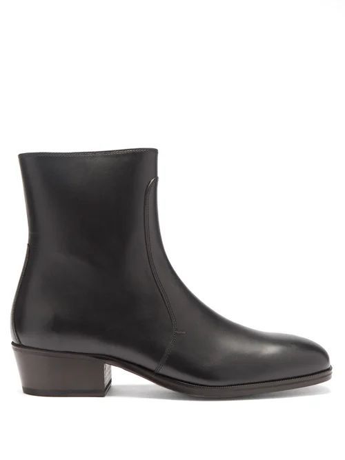 Lemaire - Zipped Leather Boots - Mens - Black