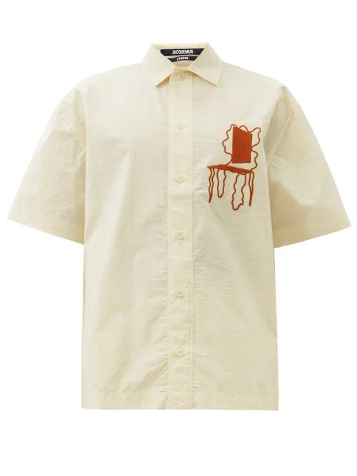 Jacquemus - Moisson Embroidered Cotton-blend Poplin Shirt - Mens - Cream