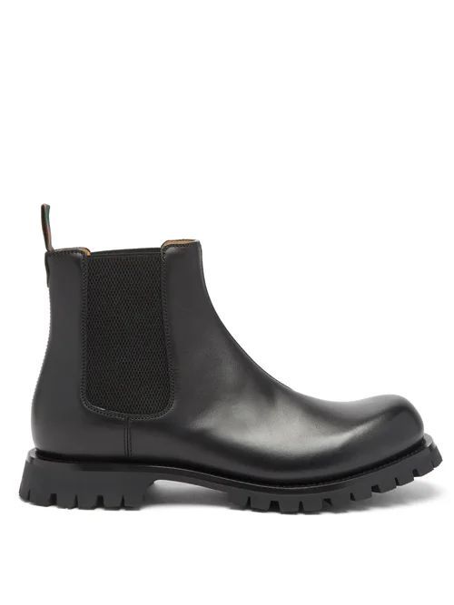 Gucci - Kyra Web-stripe Leather Chelsea Boots - Mens - Black