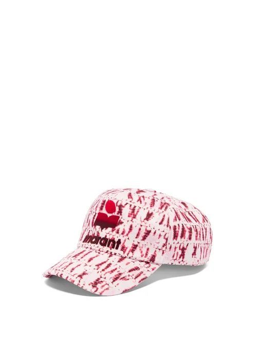 Isabel Marant - Tyronh Flocked-logo Tie-dye Baseball Cap - Mens - Red