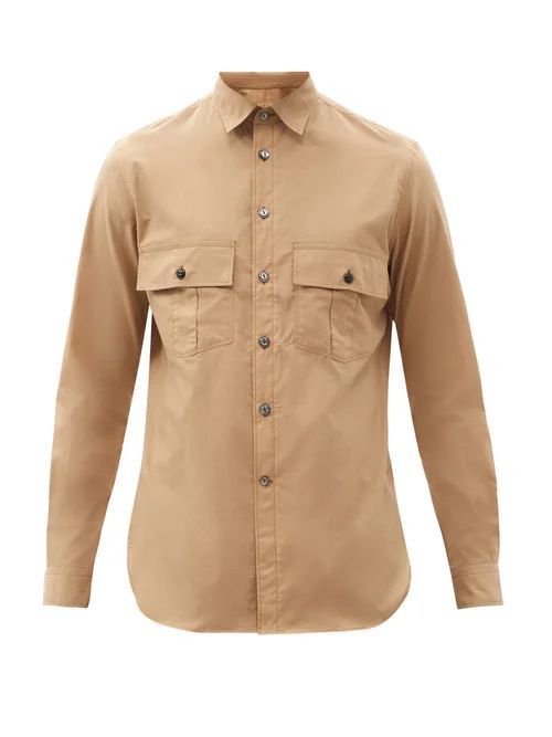 L.e.j - Passeggiata Flap-pocket Cotton-poplin Shirt - Mens - Beige
