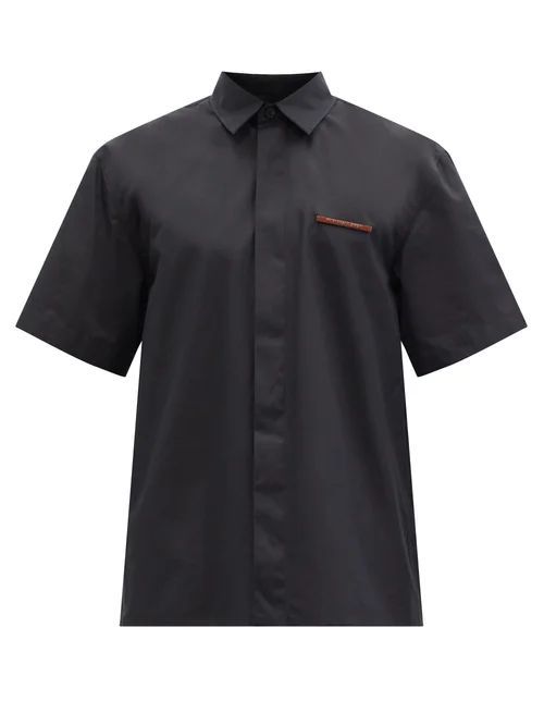 Jil Sander - Never Fade Away-plaque Cotton Short-sleeved Shirt - Mens - Black