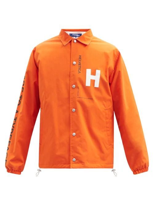 Junya Watanabe - Helvetica-print Reversible Shell Jacket - Mens - Orange