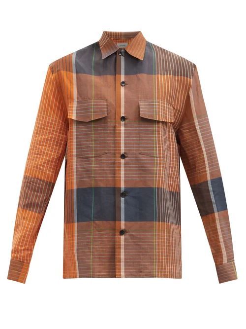 Lemaire - Checked Cotton-blend Shirt - Mens - Orange Multi
