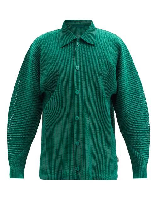 Homme Plissé Issey Miyake - Technical-pleated Mesh Overshirt - Mens - Green