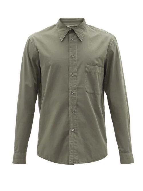 Lemaire - Patch-pocket Cotton-poplin Shirt - Mens - Grey