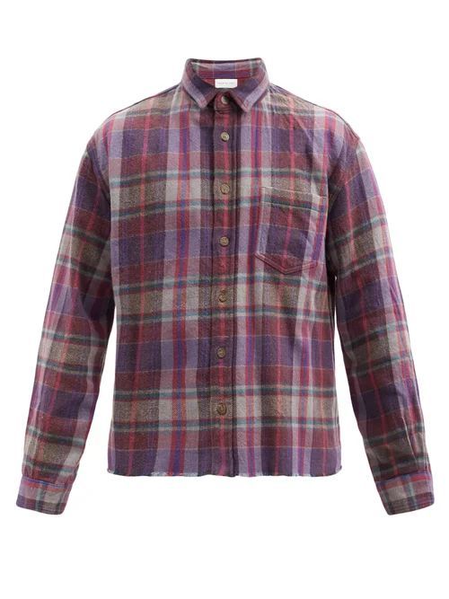 John Elliott - Hemi Oversized Check Cotton Shirt - Mens - Purple Multi
