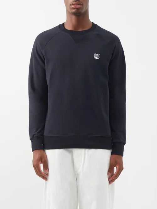 Fox Head-patch Cotton-jersey Sweatshirt - Mens - Black