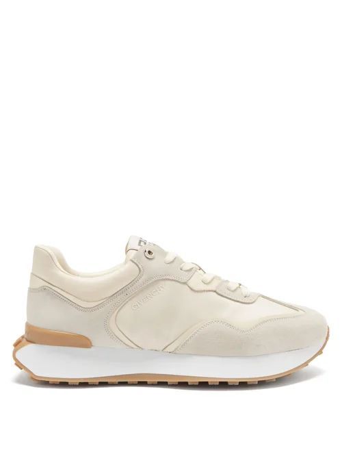 Giv Runner Leather, Suede And Shell Trainers - Mens - White Multi