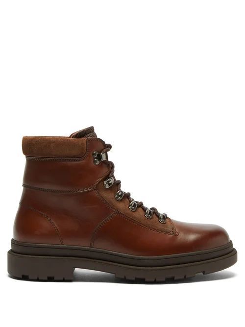 Lace-up Leather Ankle Boots - Mens - Dark Brown
