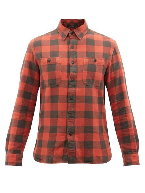 Farrell Checked Brushed-cotton Shirt - Mens - Red Multi