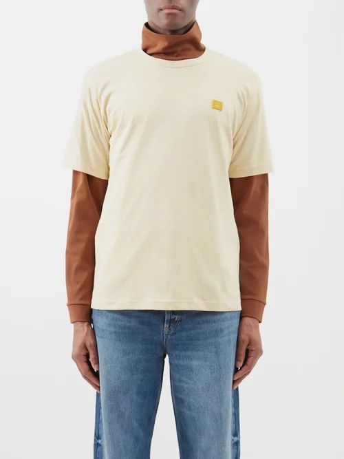 Face-patch Cotton-jersey T-shirt - Mens - Yellow