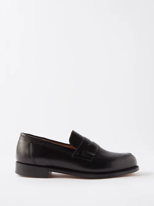 Epsom Leather Penny Loafers - Mens - Black