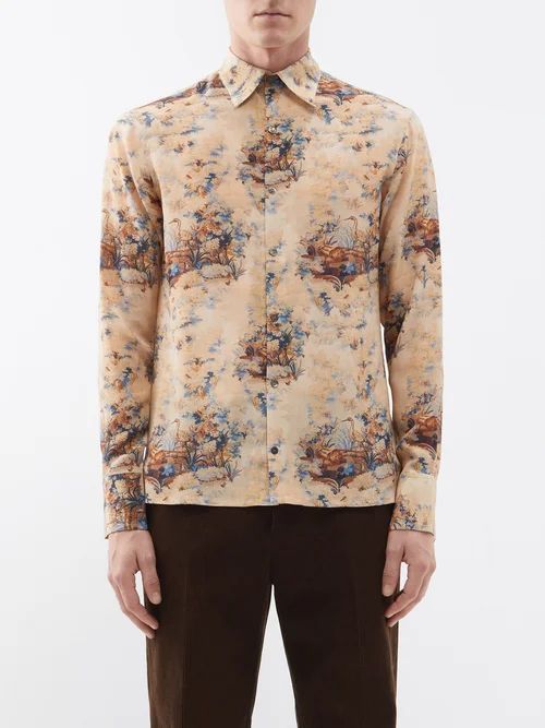 Floral-print Silk Shirt - Mens - Multi