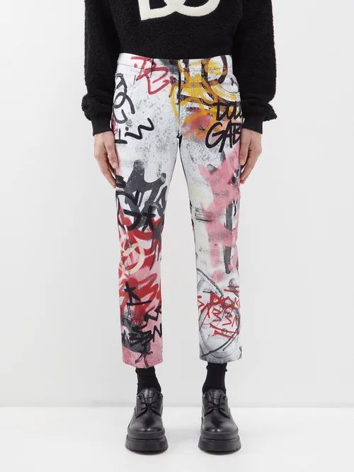 Graffiti-print Jeans - Mens - Multi