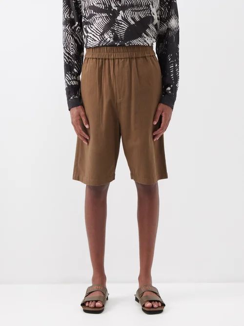 Lanzo Elasticated-waist Cotton-twill Shorts - Mens - Brown